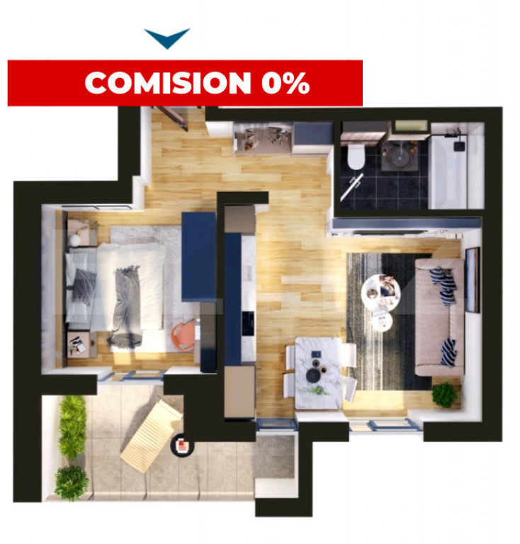 Comision 0 | Apartament de vanzare, cu 2 camere, 47 mp, zona