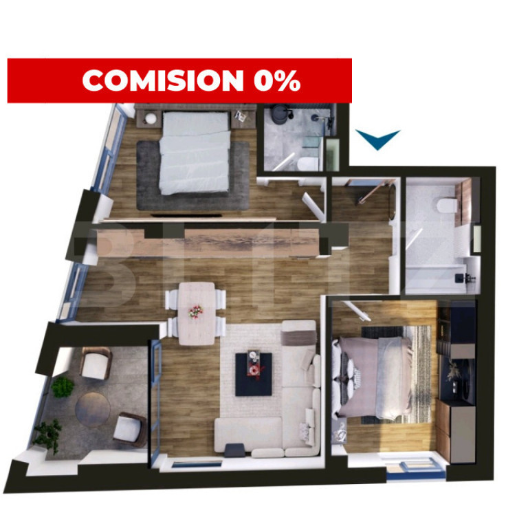 Comision 0 | Apartament de vanzare, cu 3 camere, 69 mp, zona