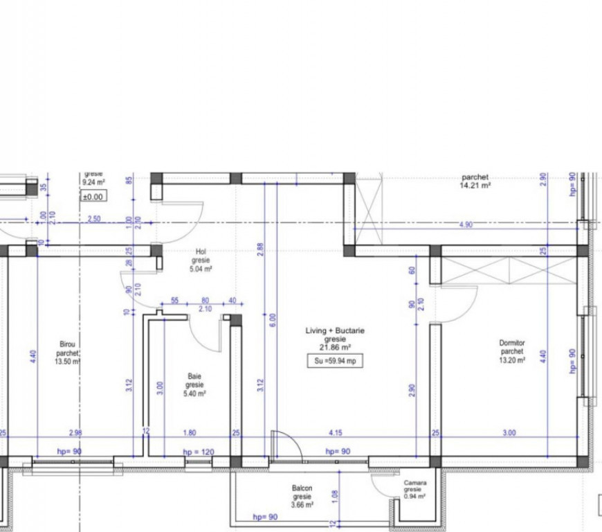 Apartament FINISAT de 3 camere, CF disponibil, 60 mp, zona C