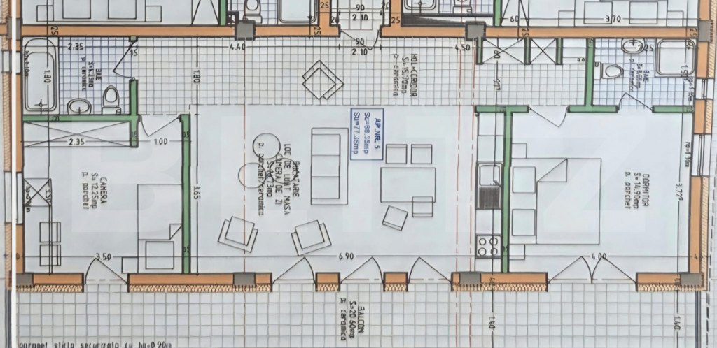 Apartament 3 camere, bloc cu lift 77,35 mp utili, zona Giu