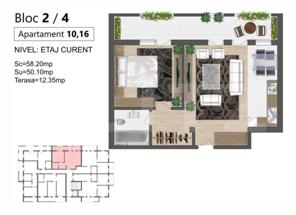 Apartament modern de 2 camere, bloc nou
