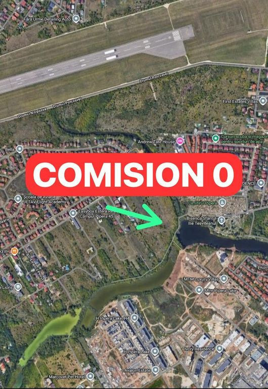 COMISION 0 - PIPERA 1615 mp deschidere la lac - Negociabil