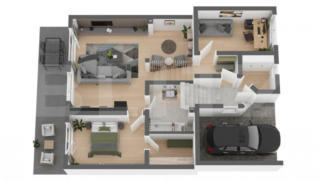 Apartament spatios cu gradina, 68mp, cu 3 camere, dressing,