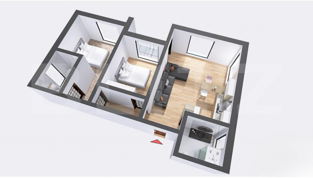 Apartament 3 camere, 71 mp, decomandat, zona 22 Decembrie 19