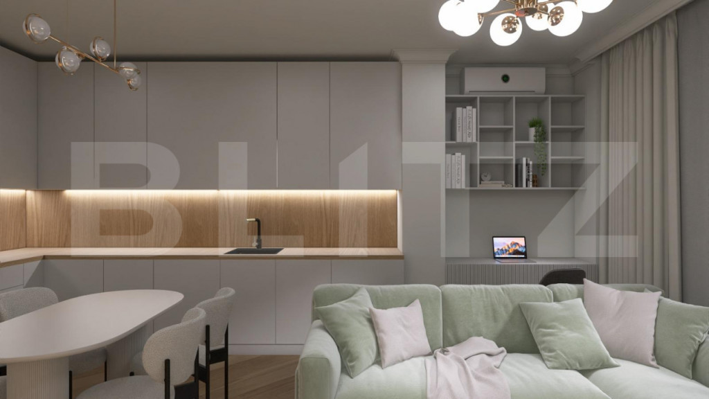 Apartament nou modern, 2 camere, centrala pe gaz si panouri