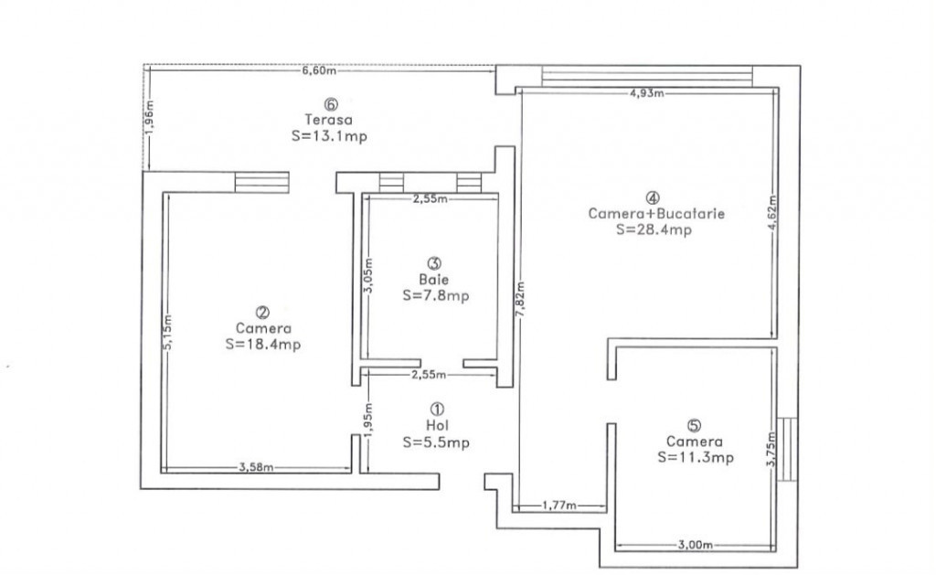Apartament 3 camere, 73 mp, terasa, Buna Ziua