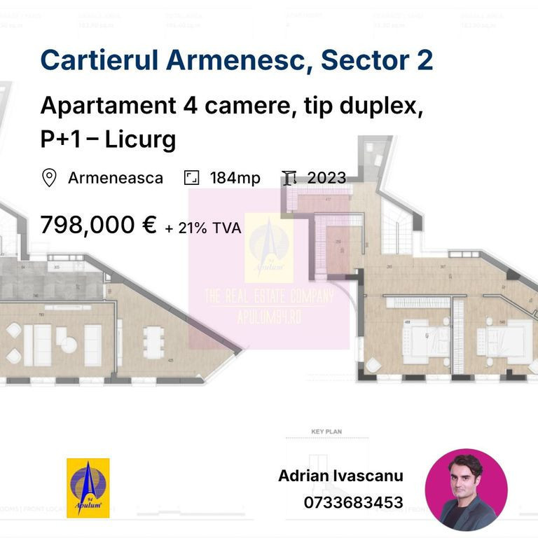 Apartament 4 camere, tip duplex, P+1 – Licurg