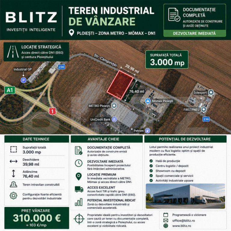 Teren intravilan 3.000 mp avize si autorizație proiect fina