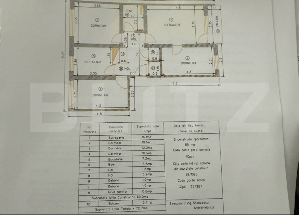 Apartament 4 camere, 69 mp, zona Aleea Trandafirilor