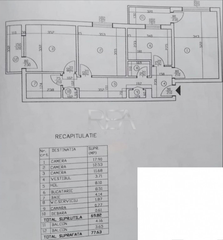 3 camere Dorobanți decomandat, inst. schimb., an 1983, 78 m
