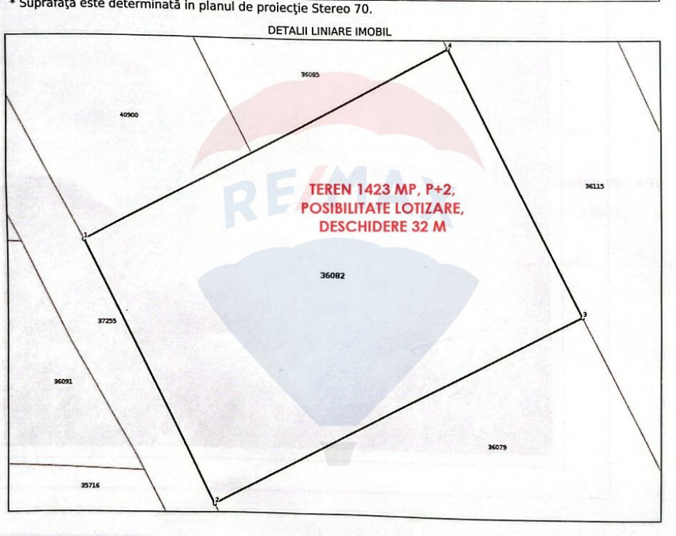 Teren 1423 mp cu deschidere 32 m | Posibilitate lotizare ...