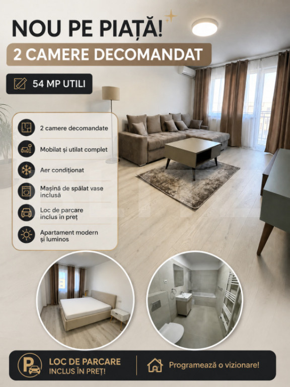 Apartament 2 camere decomandat de vânzare | Mobilat și uti