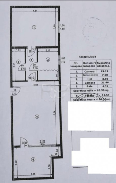 3 camere Unirii, centrală, metrou, an 2004, 78 mp