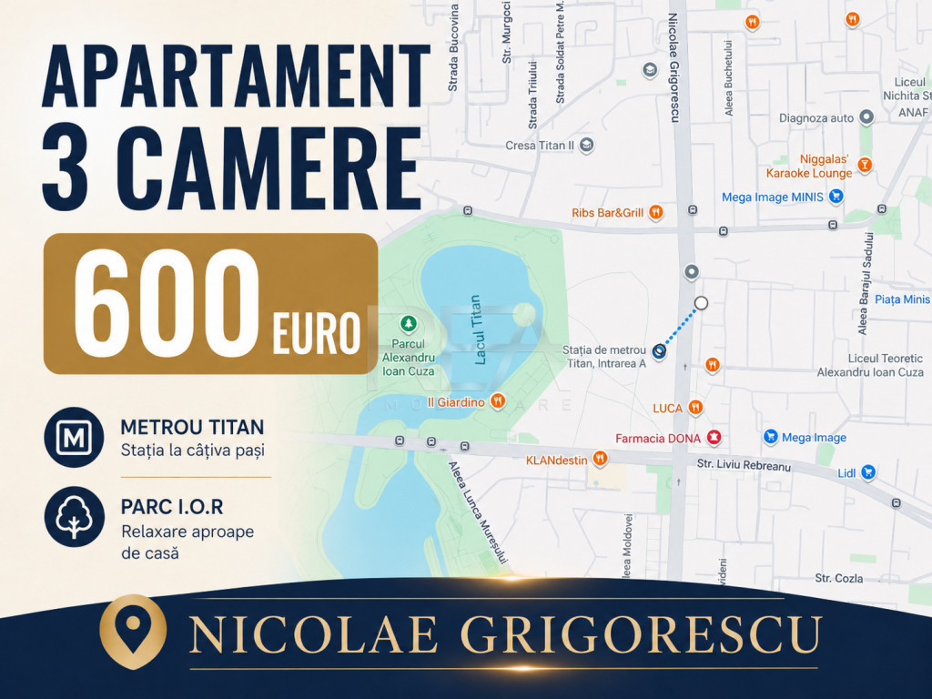 3 camere Nicolae Grigorescu decomandat, et. 1, an 1964, 73 m