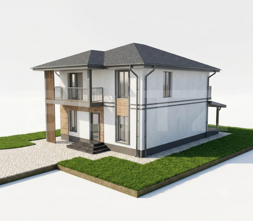 Casa individuala la rosu, 400 mp, 4 camere, P+M, zona Stupin