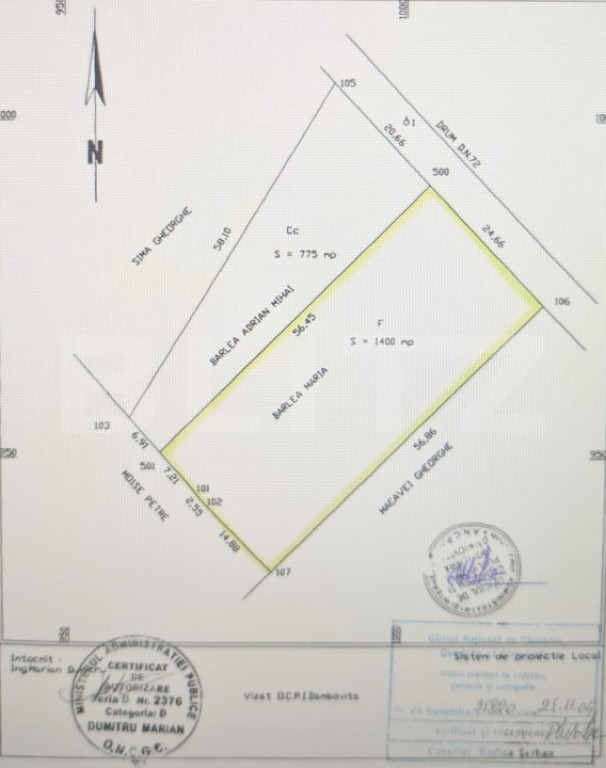 Teren intravilan, 1400 mp – Valea Voievozilor, Răzvad, ju