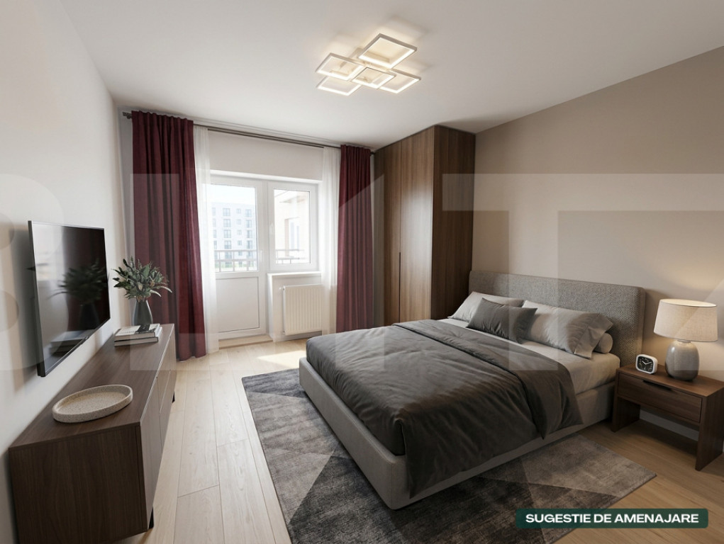 Apartament decomandat cu 2 camere, 52.82 mp - Sf. Gheorghe