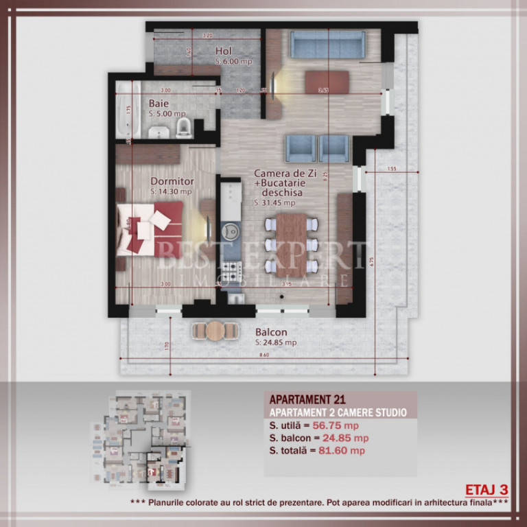 2 Camere | Încălzire în Pardoseală | 600 m STB