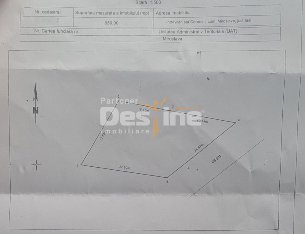 TEREN intravilan - CORNESTI 650 MP, 29.900 EURO