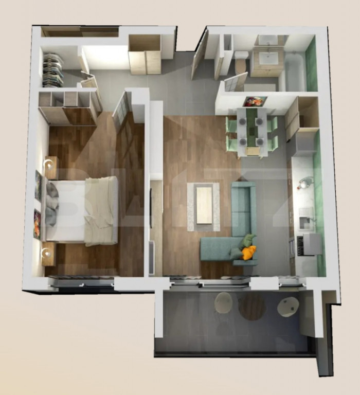 Apartament 2 camere, bloc nou, semifinisat, 53 mp, zona Vivo