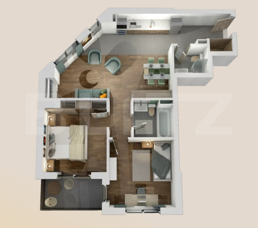 Apartament 3 camere, 2 bai, 67mp, zona Vivo