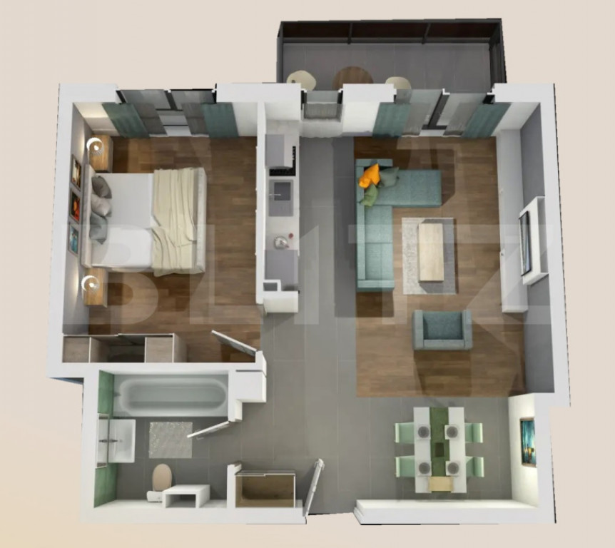 Apartament 2 camere, bloc nou, semifinisat, 54 mp, zona Vivo