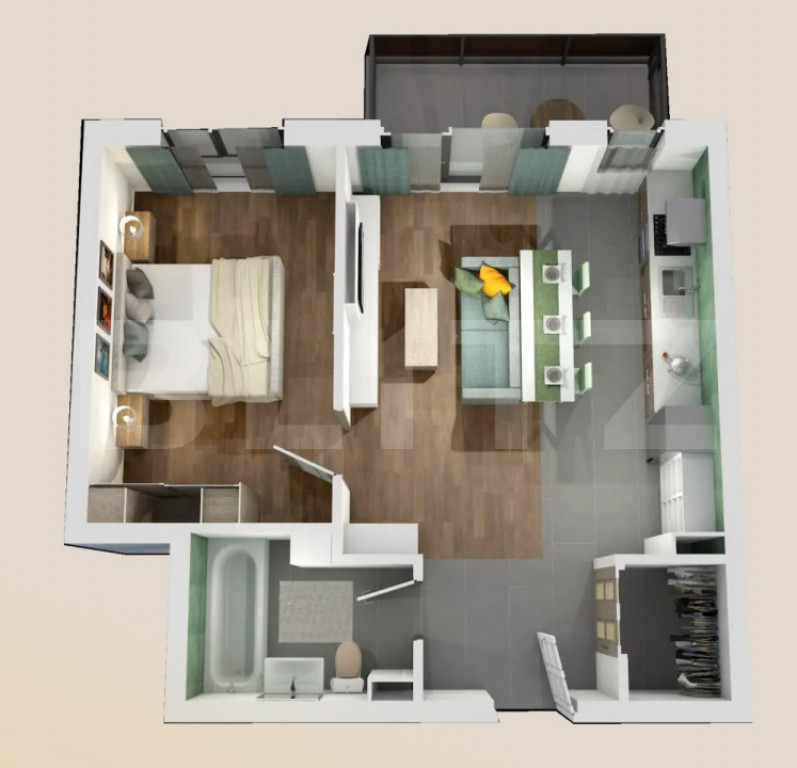 Apartament 2 camere, bloc nou, semifinisat, 50 mp, zona Vivo