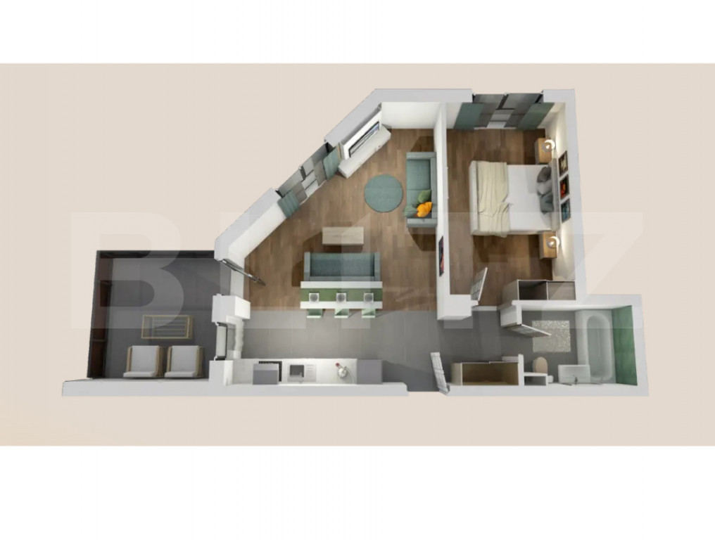Apartament 2 camere, bloc nou, semifinisat, 52 mp, zona Vivo