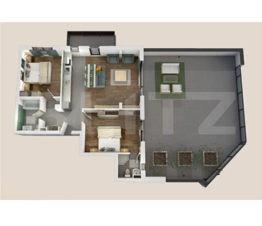 Apartament cu terasa de 88mp! 3 camere, 2 bai, zona Vivo