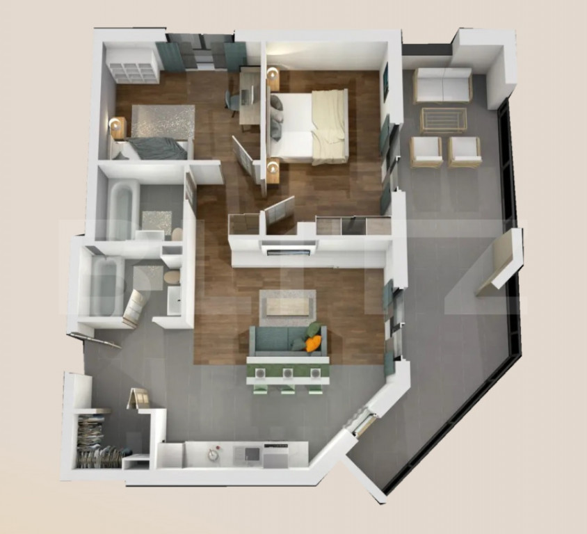 Apartament 3 camere, 2 bai, 75mp, 28mp terasa, zona Vivo
