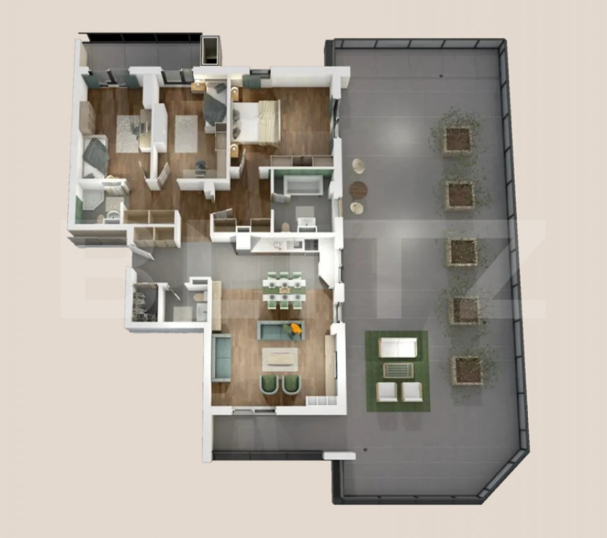 Penthouse 4 camere, 118mp, 152mp terasa, zona Vivo