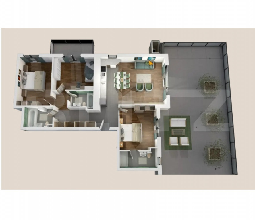 Penthouse 4 camere, 102mp, 124mp terasa, zona Vivo