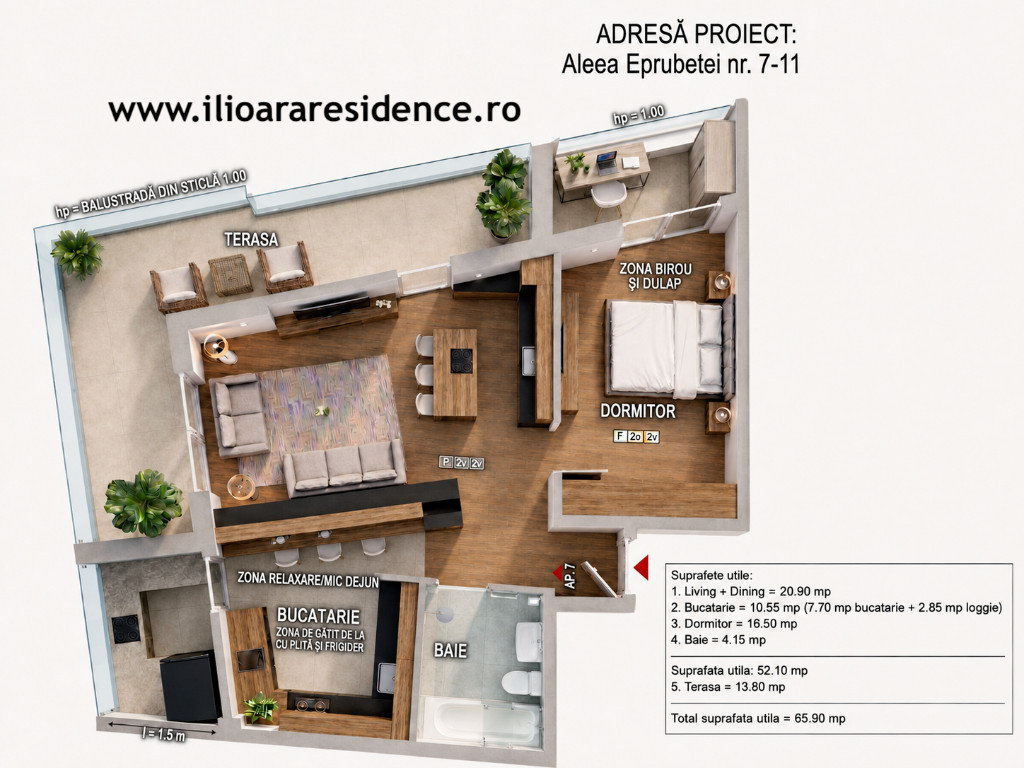 2 camere, 65 mp utili, 500 m metrou Nicolae Grigorescu (Ilioara), Park