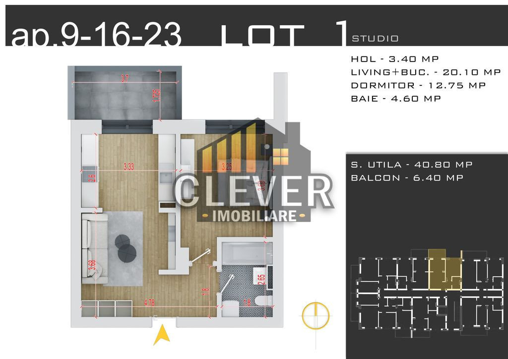 Studio 2 camere, Promo Parcare și Finisaje la Alegere, P...