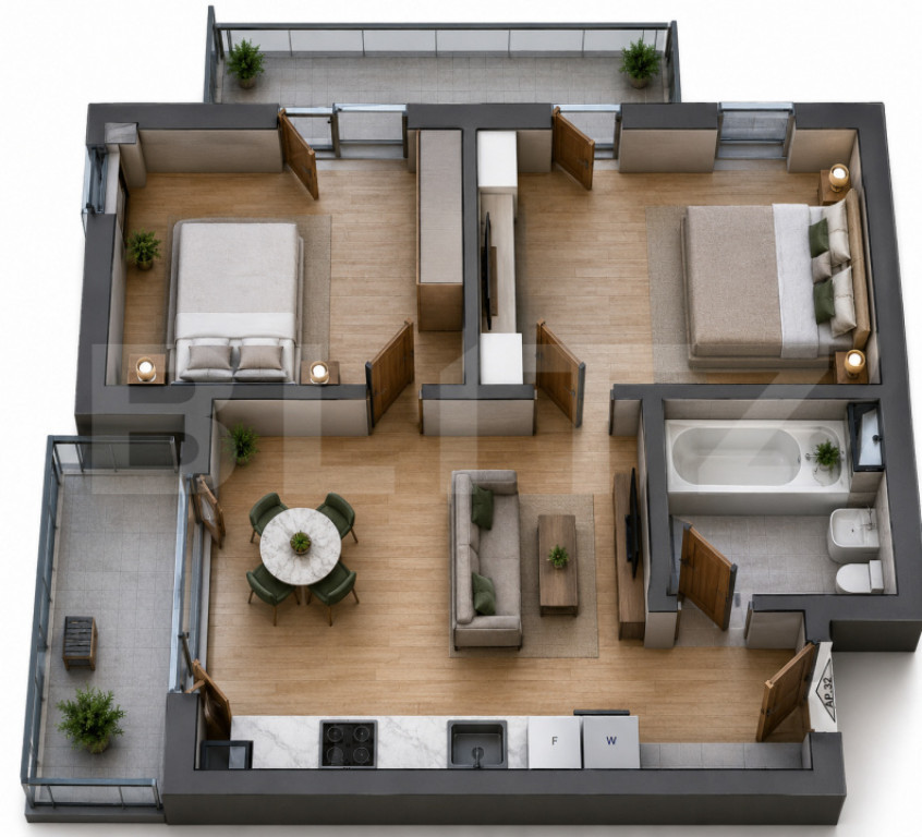 Apartament 3 camere, 52 mp, zona Apahida