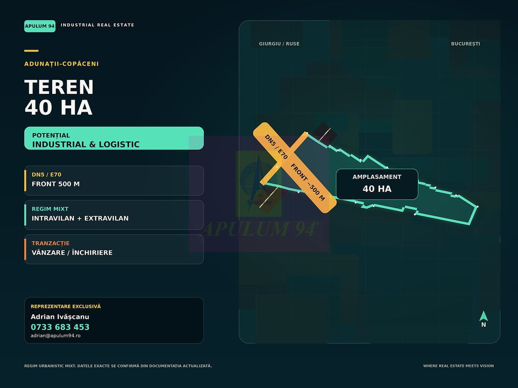 Teren 40ha Adunatii Copăceni | Industrial/ Logistic