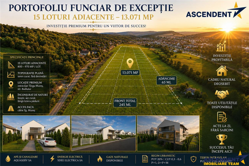 Ansamblu Funciar pretios,teren intravilan,14 loturi adiacent