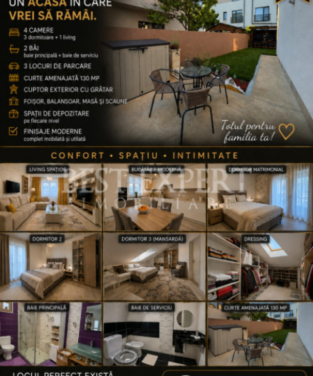 ???? Casă Premium P+1+M | 4 Camere | 3 Parcări | Curte 130