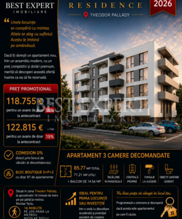 3 Camere | Ansamblu Nou | Încălzire în Pardoseală| Parca