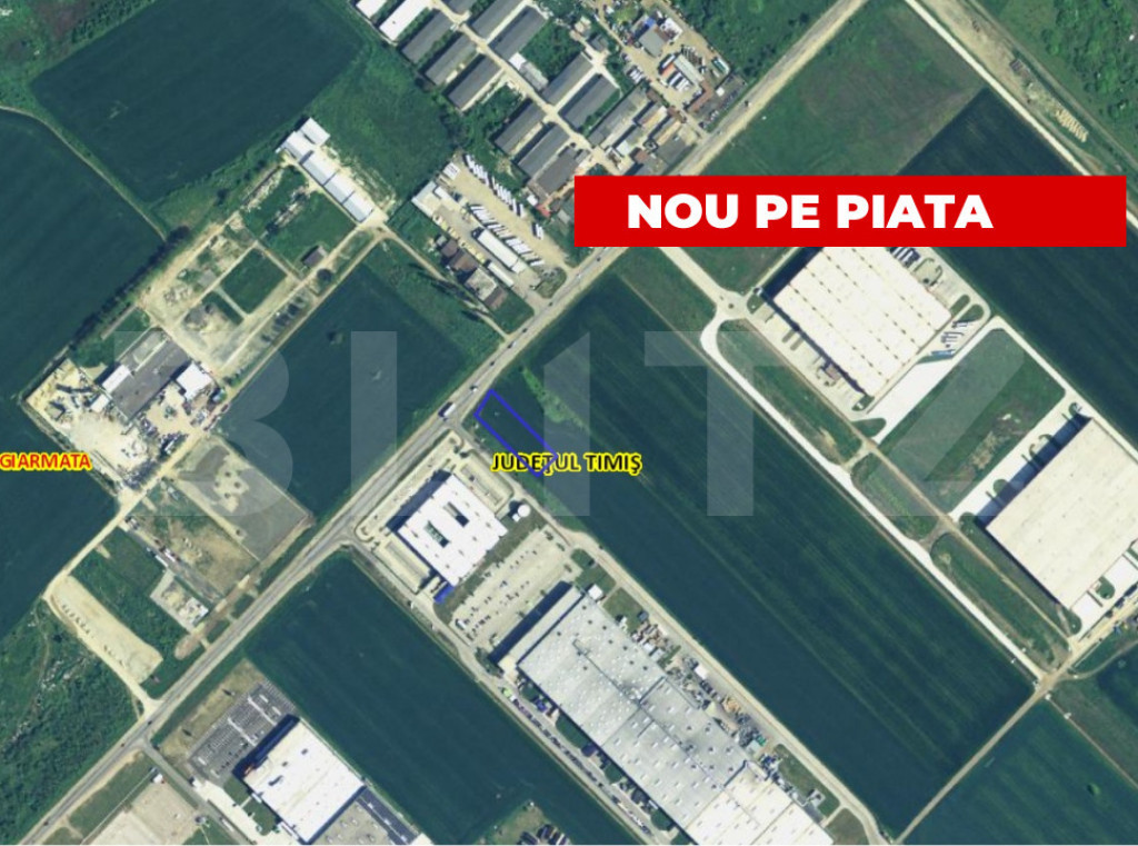Teren extravilan, 2694 mp, front 29m, zona Industriala Giarm
