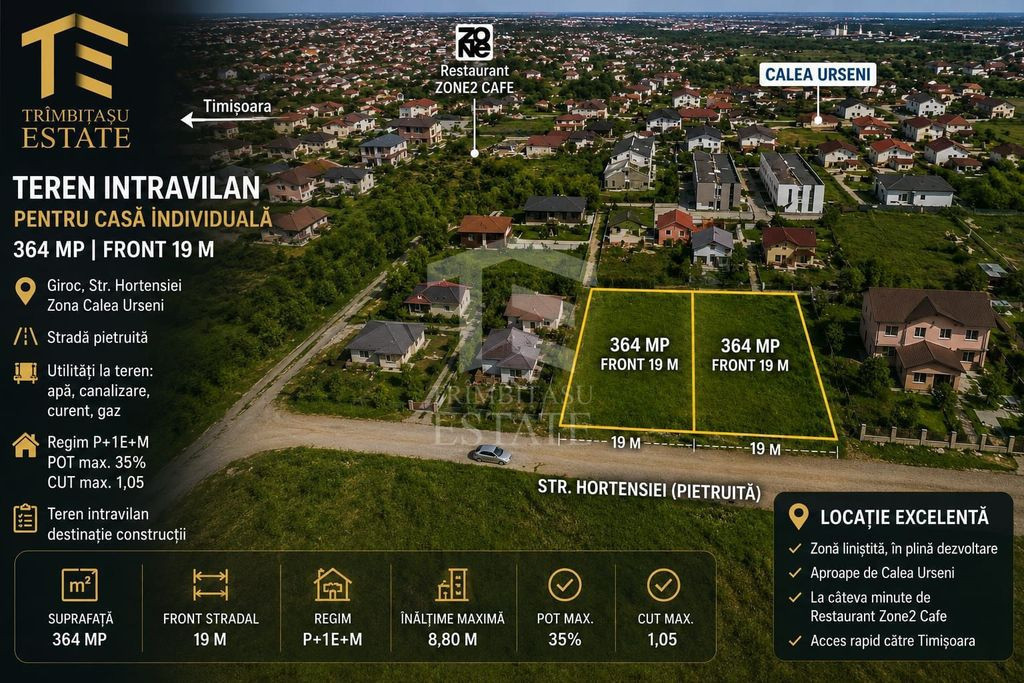 Teren intravilan | casă individuală | 364 mp | Zona Cal...