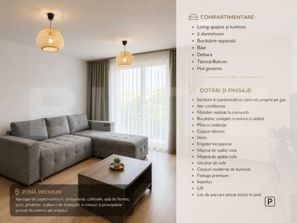 Apartament 3 camere, 79 mp, terasă, parcare, zona Racadau