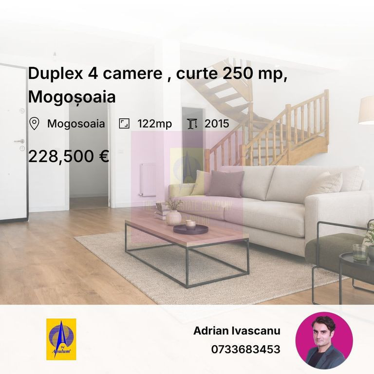 Duplex vila, 4 camere , curte 250 mp, Mogoșoaia