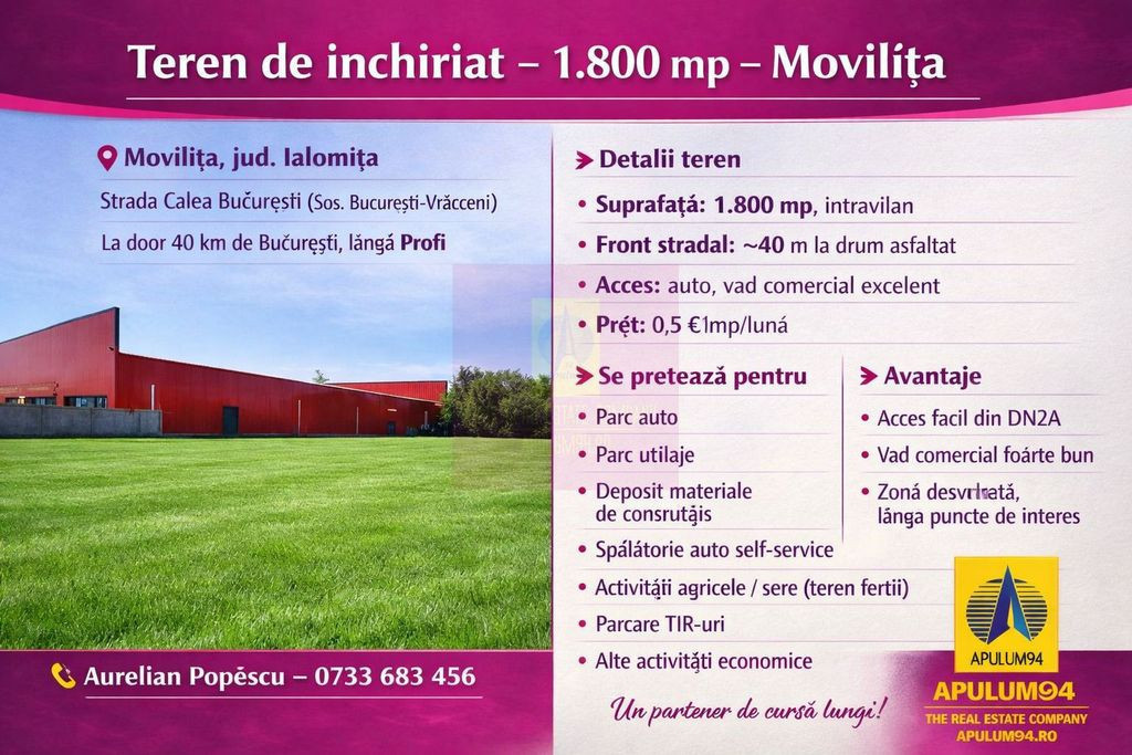 MOVILITA (IL) - SE INCHIRIAZA TEREN LANGA PROFI CU 0.5 EU...