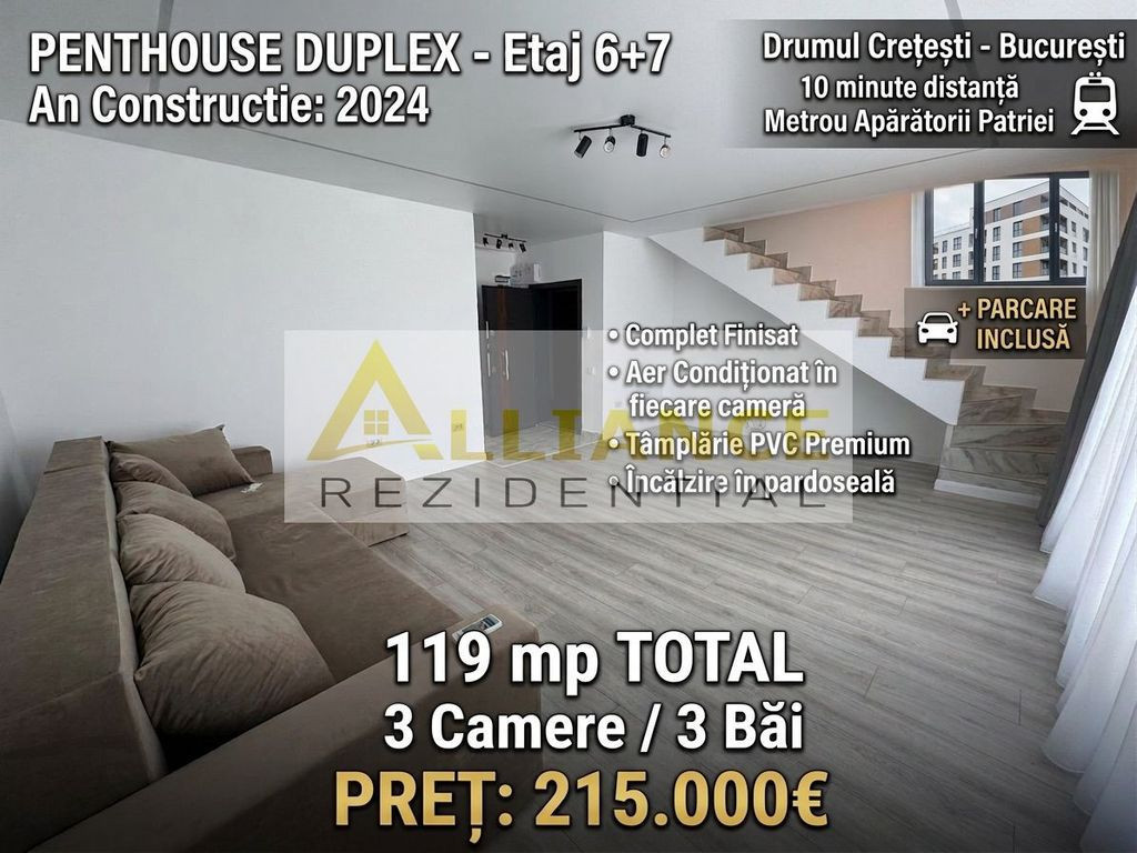 Penthouse - 119mp - 10 minute metrou Apărătorii patriei...