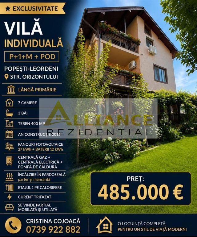 Vila Individuala 7 camere Popesti Leordeni 400 mp teren 2...