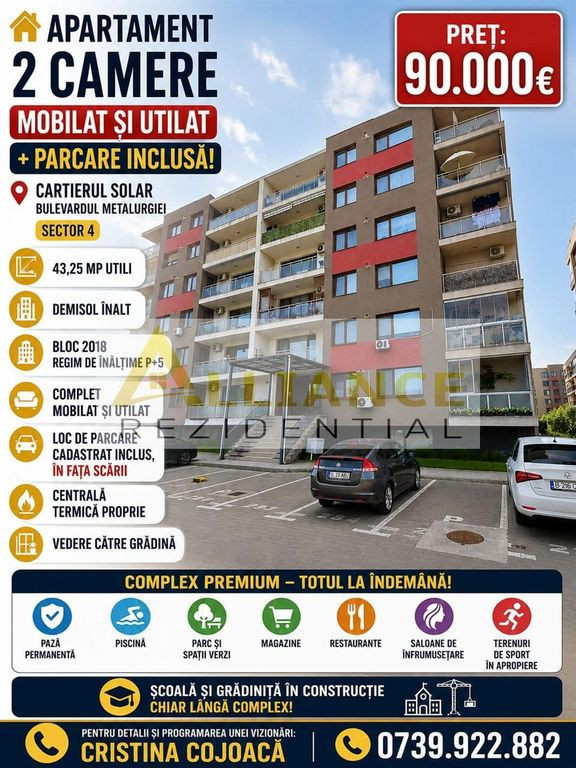 Cartierul Solar Apartament 2 camere Mobilat si Utilat + P...