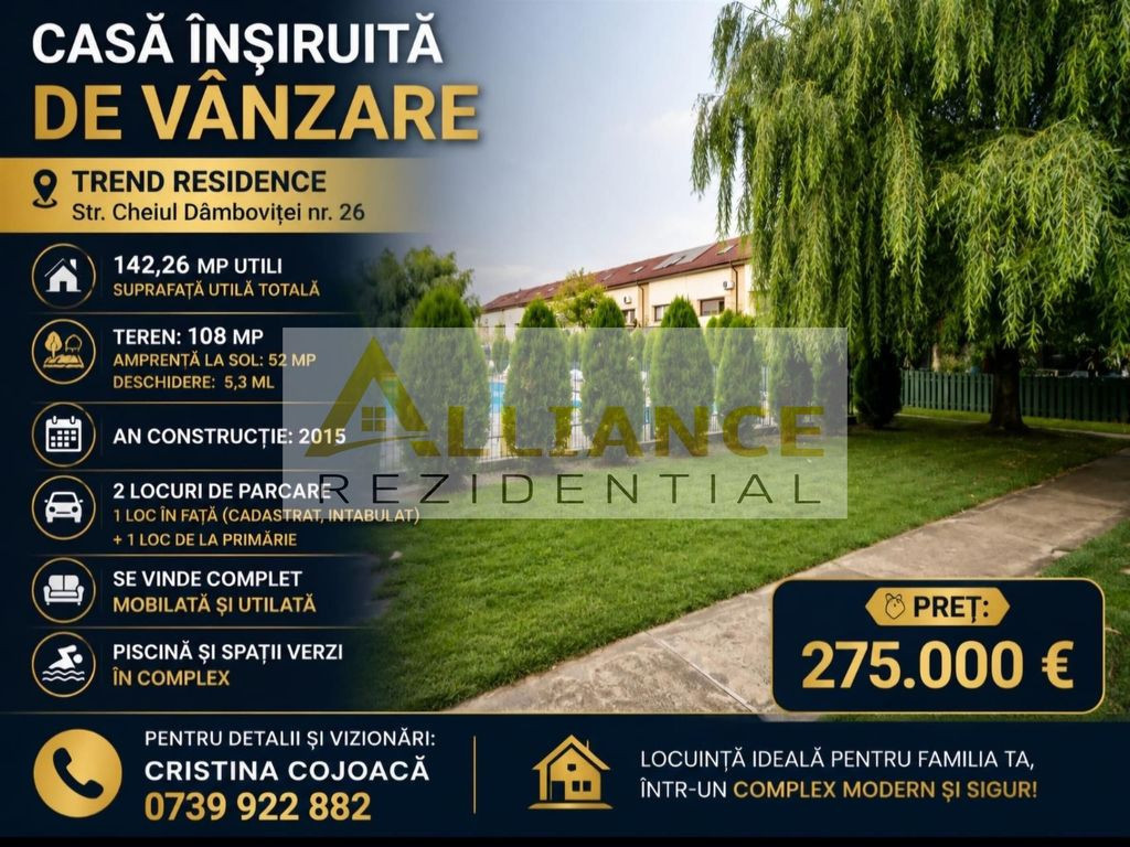 TREND Vila P+1+M 4 Camere 2 Bai Mobilata +2 Parcari