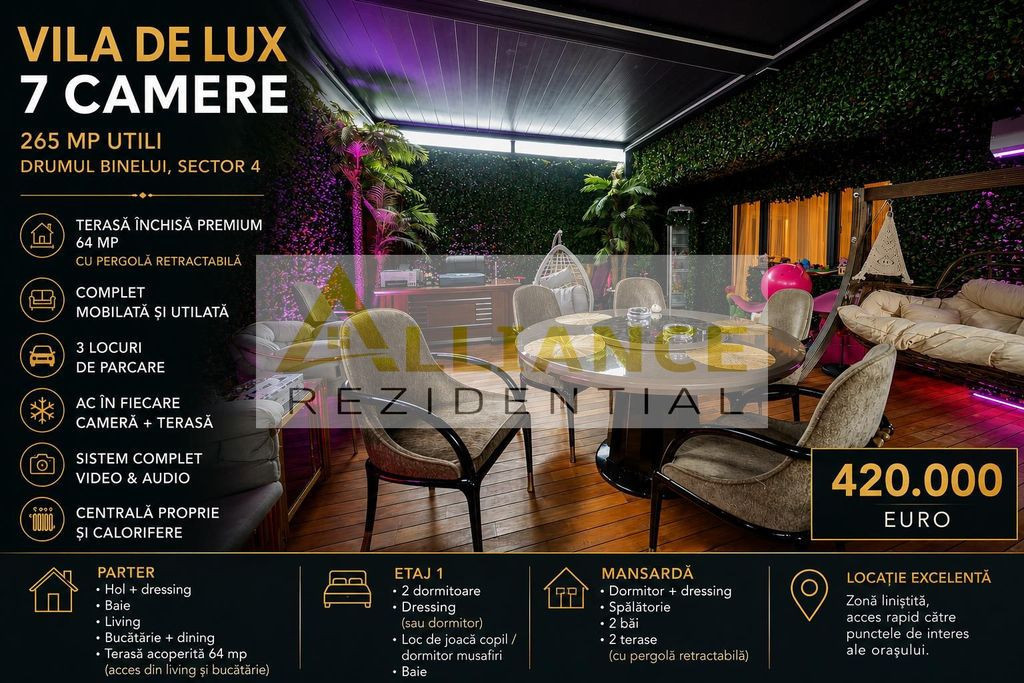 Vila de Lux 7 Camere|265 mp Utili | Terasa 64 mp |3 Parca...