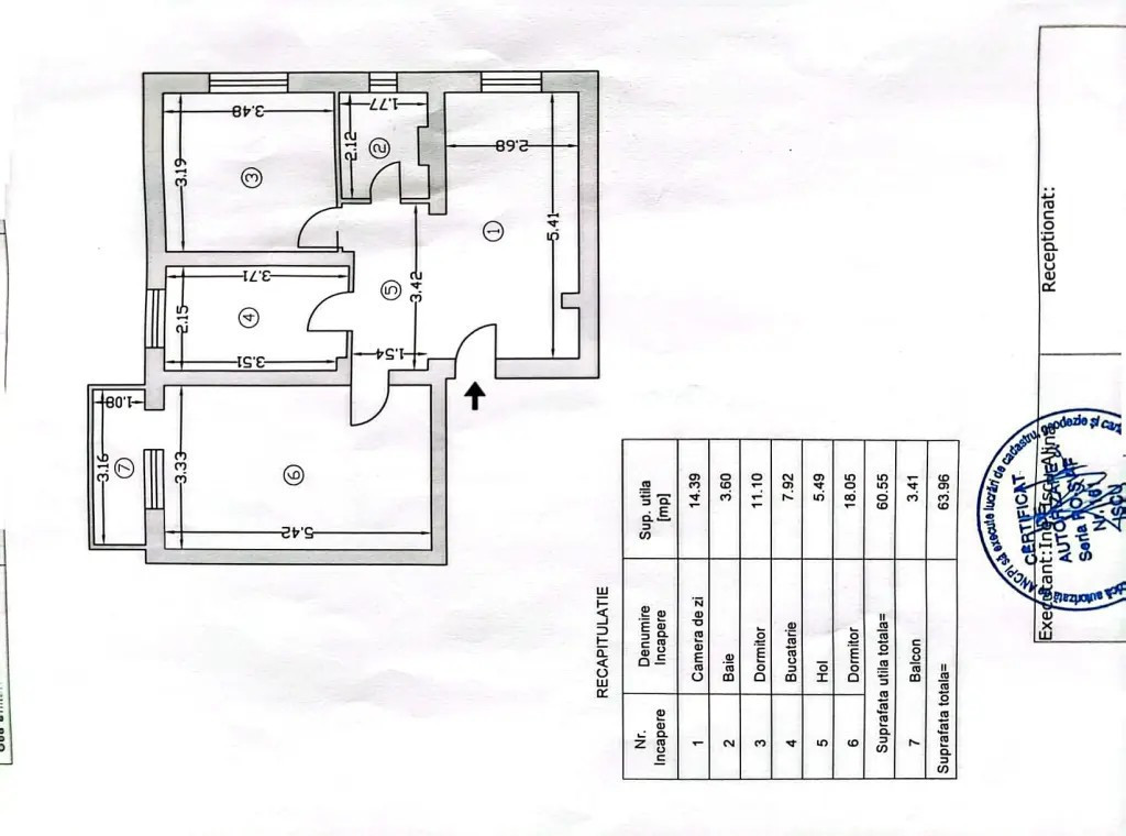 De vanzare - Apartament 3 camere Botosani, Calea Națională Stadion